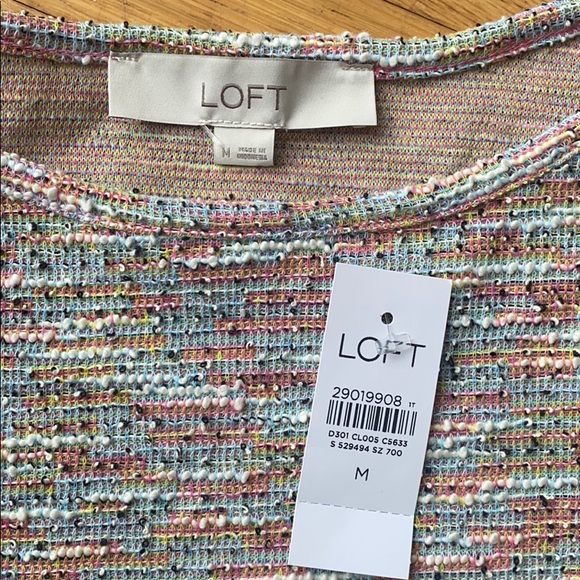 COPY - Loft multicolor tweed look puff sleeve top - Picture 2 of 6